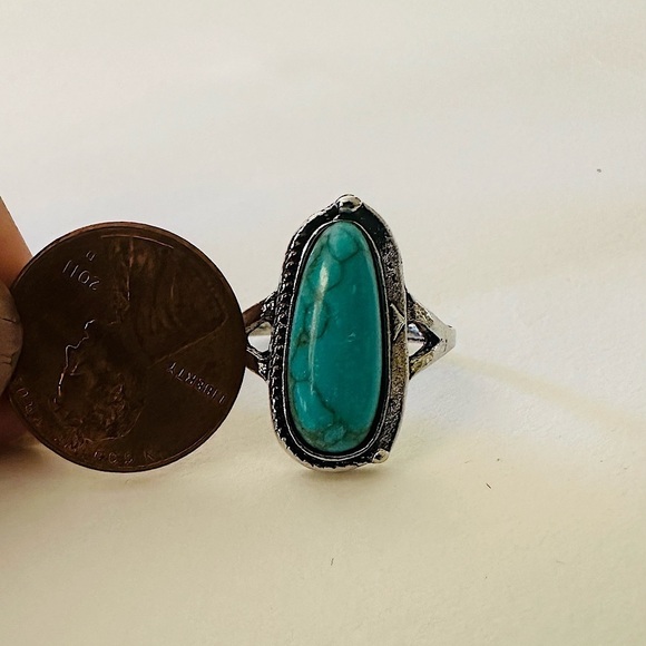 Light Blue Boho Turquoise Stone Ring, NWT - Picture 3 of 5